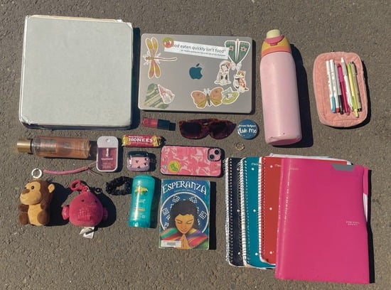 The contents of Lilah White's (10) backpack.