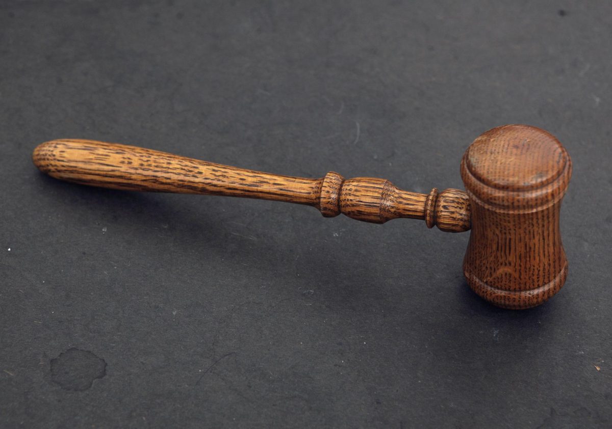 The judge's gavel is seen in court room 422 of the New York Supreme Court at 60 Centre Street February 3, 2012.  Picture taken February 3, 2012.  REUTERS/Chip East (UNITED STATES - Tags: CRIME LAW)